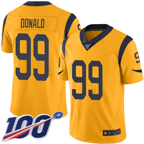 Los Angeles Rams Limited Gold Men Aaron Donald Jersey NFL Football 99 100th Season Rush Vapor Untouchable